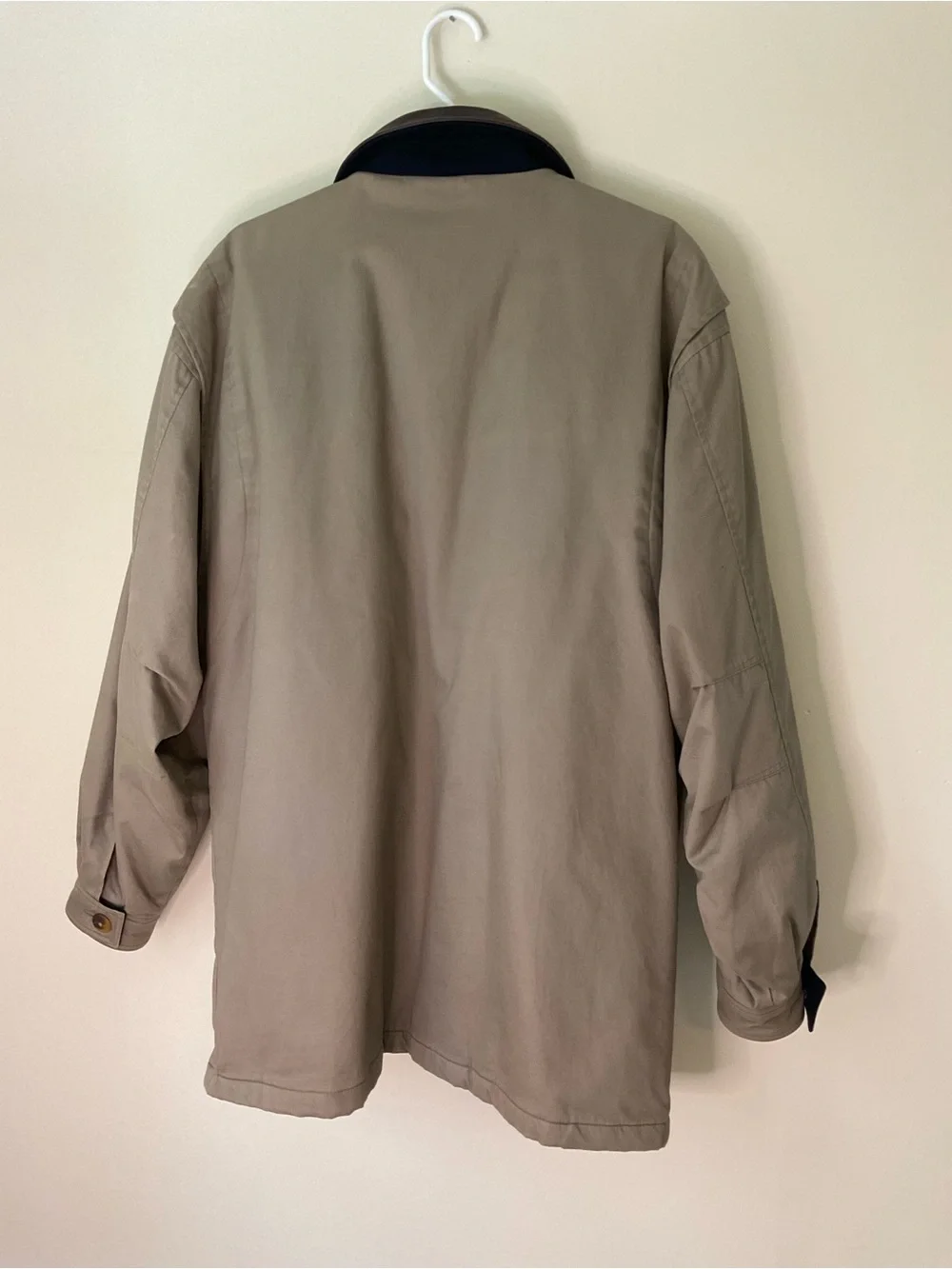 L.L. Bean Men’s Taupe Field Coat with Dark Brown Collar